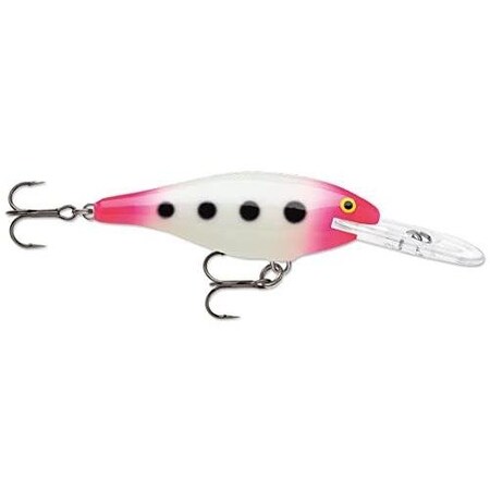 Rapala Shad Rap 04, 1 12 18 Oz, Running Depth 4' To 7', Vmc 8 Treble Hooks, Glow Pink Squirrel SR04GPSQ